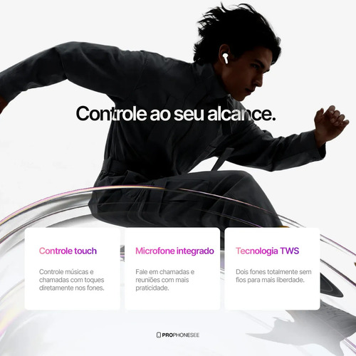 Fone Ouvido Bluetooth Compatível Com Iphone X Xr 11 12 13 14 15 16 17 Xs Pro Max Plus Samsung S20 S23 S24 Xiaomi Motorola Android Ios Sem Fio Prova DAgua Wireless Tipo Light Cancelamento Ruido Celular