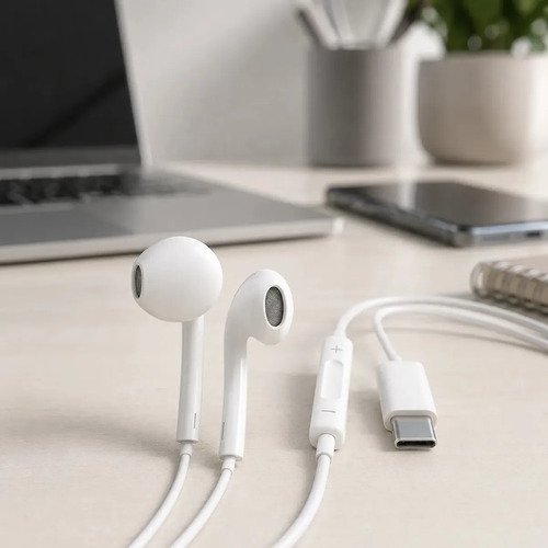 Fones De Ouvido Usb-c Tipo C Com Microfone Integrado Som Estéreo Alta Qualidade Controle De Chamadas Compatível Com iPhone 15 16 17 Android Samsung Xiaomi Motorola Conexão Direta Premium Eletric Teck