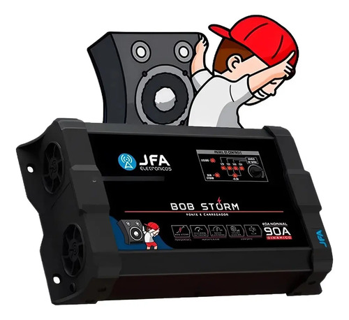 Fonte Carregador Jfa Bob Storm 90a Bivolt Automático Cor Preto