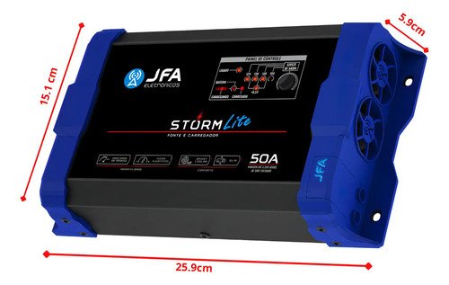 Fonte Carregador JFA Storm Lite 50A 1050W Bivolt Smart Cooler Azul