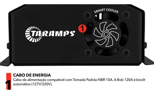 Fonte e Carregador Taramps BOB 60A 1200W para Som Automotivo Bivolt