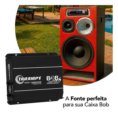 Fonte e Carregador Taramps BOB 60A 1200W para Som Automotivo Bivolt