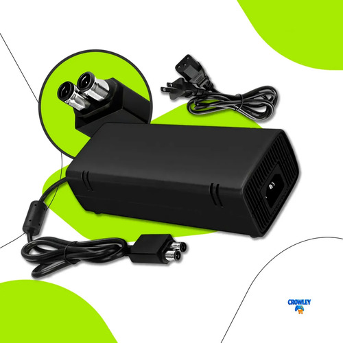 Fonte para xbox 360 slim bivolt conector 2 pinos com cabo de