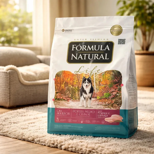 Fórmula Natural Super Premium Life Cães Adultos Portes Médio e Grande Frango e Linhaça 15KG