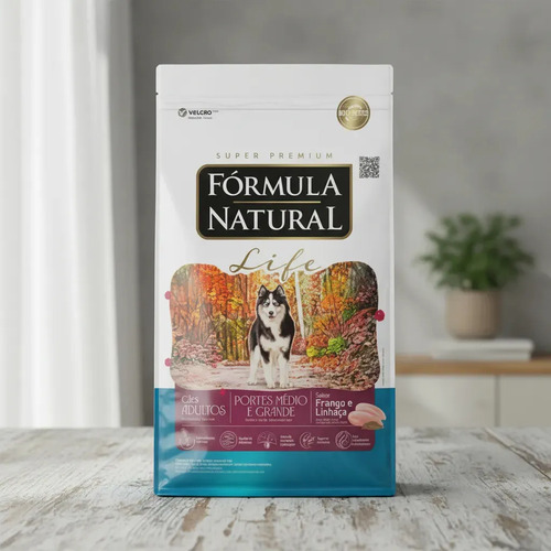 Fórmula Natural Super Premium Life Cães Adultos Portes Médio e Grande Frango e Linhaça 15KG