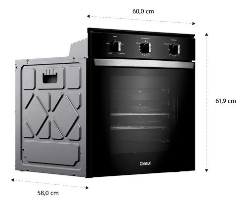 Forno de Embutir Elétrico Consul 84L Preto com Grill - COB84BE