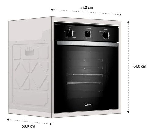 Forno de Embutir Elétrico Consul 84L Preto com Grill - COB84BE