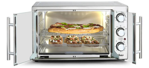 Forno E Fritadeira Sem Óleo Oster 42l French Door 2 Em 1 Cor Prateado