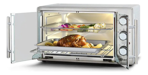 Forno E Fritadeira Sem Óleo Oster 42l French Door 2 Em 1 Cor Prateado