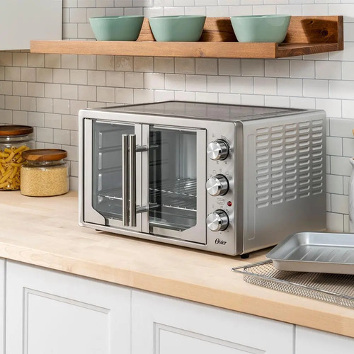 Forno E Fritadeira Sem Óleo Oster 42l French Door 2 Em 1 Cor Prateado