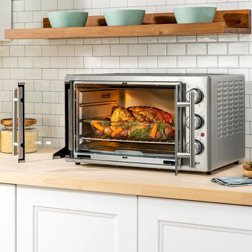 Forno E Fritadeira Sem Óleo Oster 42l French Door 2 Em 1 Cor Prateado