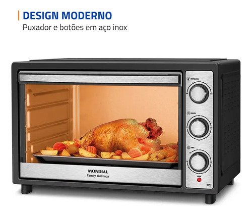 Forno Elétrico 52l Family Grill Inox Mondial 1800w Frn-52-bi