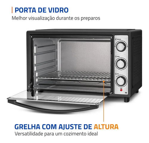 Forno Elétrico 52l Family Grill Inox Mondial 1800w Frn-52-bi