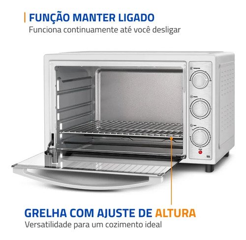 Forno Elétrico 52l Family Grill Inox Mondial 1800w Frn-52-wi Branco/inox