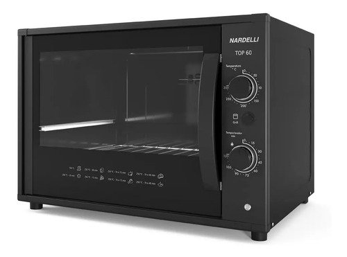 Forno eletrico de bancada nardelli 60 black 60 litros cor pr