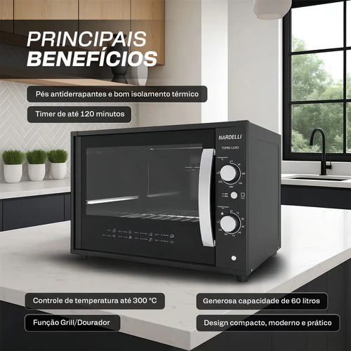 Forno Elétrico Nardelli Luxo 60l Preto Top 60 Preto