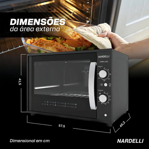 Forno Elétrico Nardelli Luxo 60l Preto Top 60 Preto