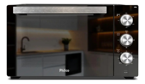 Forno eletrico philco 50l cinza espelhado full glass pfe50pe