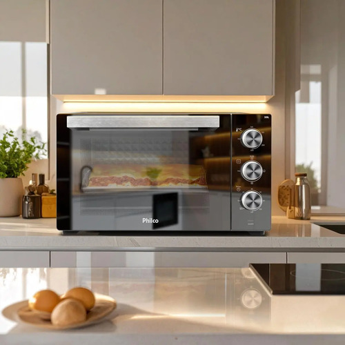Forno Elétrico Philco 50l Cinza Espelhado Full Glass PFE50PE