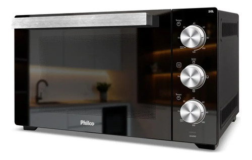 Forno Elétrico Philco 50l Cinza Espelhado Full Glass PFE50PE