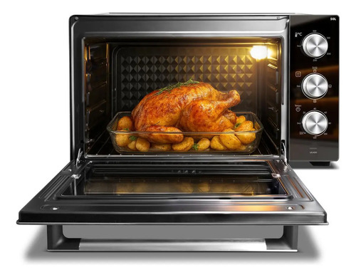 Forno Elétrico Philco 50l Cinza Espelhado Full Glass PFE50PE