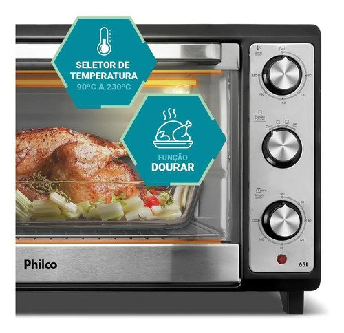 Forno Elétrico Philco 65L Dupla Resistência PFE65