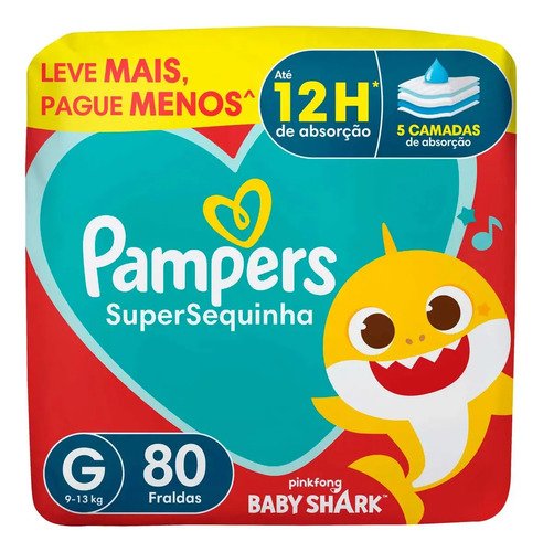 Fralda descartavel pampers supersequinha tamanho g 80 unidad