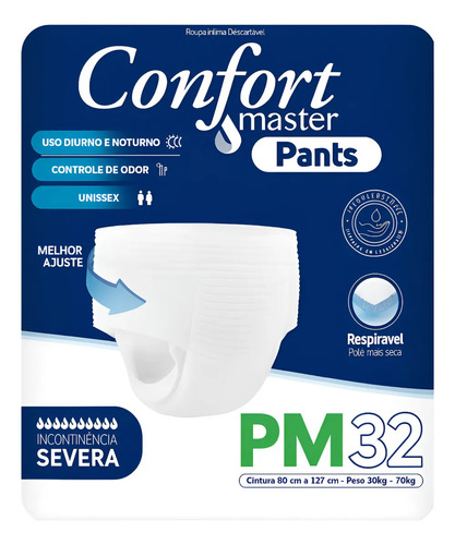 Fralda geriatrica adulto confort master pants tamanho pm 32