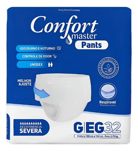 Fralda geriatrica pants confortmaster noturna severa geg x 3
