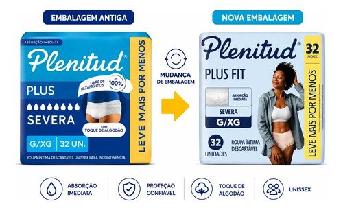 Fralda Geriátrica Plenitud Protect Plus G/xg 32un