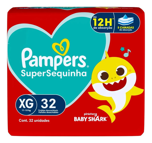 Fralda Infantil Pampers Supersec Mega 11 A 15 Kg Xg 32 Unids Tamanho Extra grande (XG)