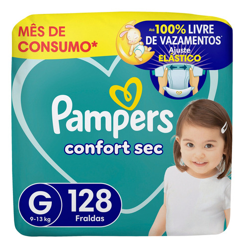 Fralda pampers confort sec tamanho g 128 unidades