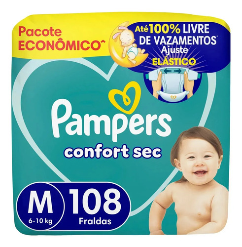 Fralda pampers confort sec tamanho m 108 un