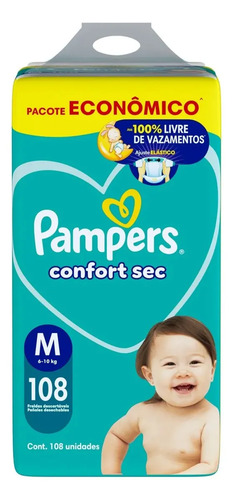 Fralda Pampers Confort Sec Tamanho M, 108 Un