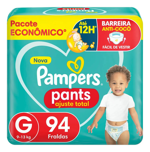 Fralda pampers pants ajuste total tamanho g 94 unidades