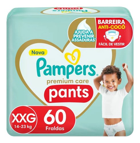 Fralda pampers pants premium care xxg 60 unidades