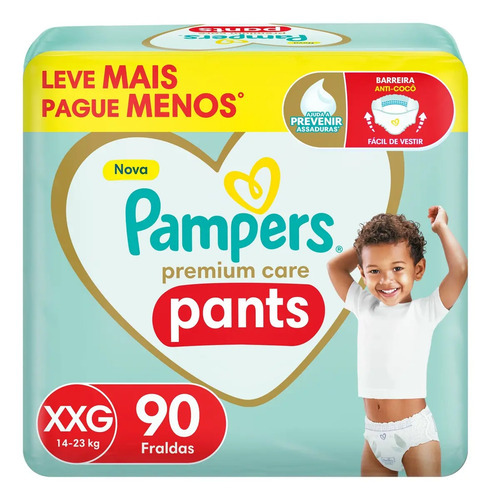 Fralda pampers premium care pants tamanho xxg 90 unidades