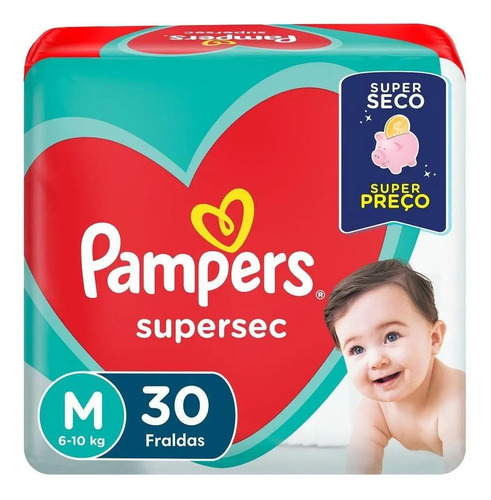 Fralda pampers supersec tamanho m 30 unidades