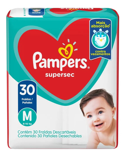 Fralda Pampers Supersec Tamanho M 30 Unidades