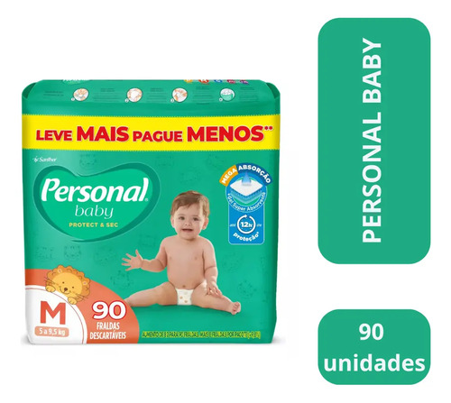 Fralda Protect & Sec 90 Unidades Tamanho Médio Personal Baby