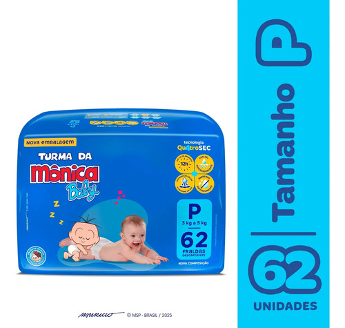 Fraldas descartaveis baby qu4trosec com 62 unidades tamanho