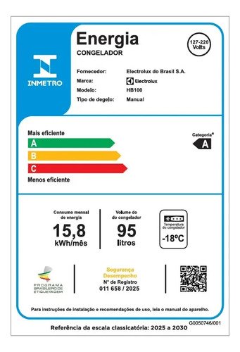 Freezer Horizontal Electrolux 95L Inverter Bivolt Uma Porta Branco (HB100) Bivolt