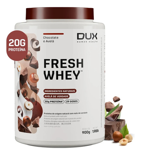 Fresh whey dux 900g chocolate belga e avela pote natural