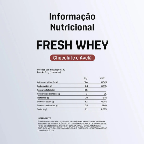 Fresh Whey DUX 900g Chocolate Belga e Avelã Pote Natural