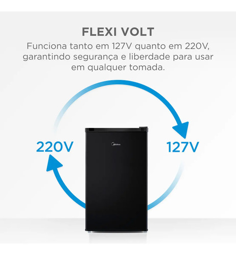 Frigobar 124 Litros Black Edition Inverter Bivolt Midea Preto