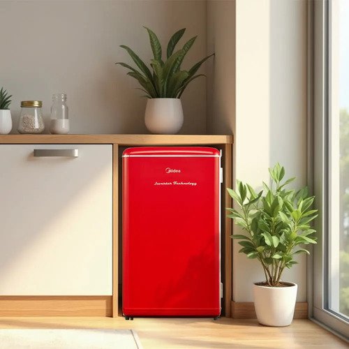 Frigobar Retrô Vermelho 93l Inverter Bivolt Midea Vermelho