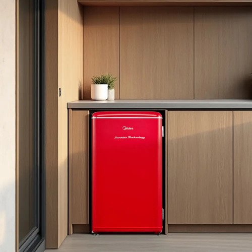 Frigobar Retrô Vermelho 93l Inverter Bivolt Midea Vermelho