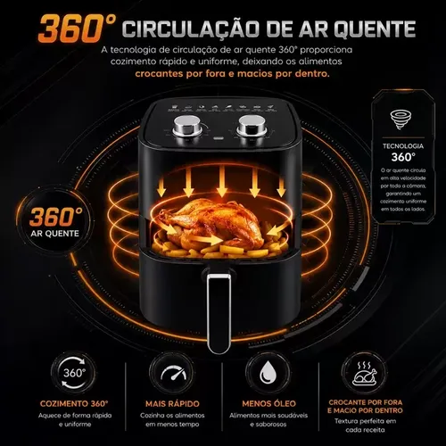 Fritadeira Air Fryer 3l Sem Óleo 1200w Antiaderente 110/220v