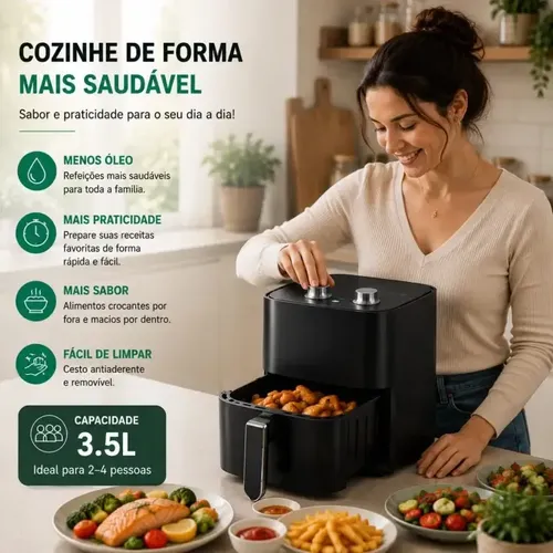 Fritadeira Air Fryer 3l Sem Óleo 1200w Antiaderente 110/220v