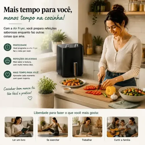 Fritadeira Air Fryer 3l Sem Óleo 1200w Antiaderente 110/220v